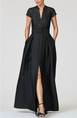 Sachin & Babi Arden Mixed Media Gown Black Size 0 - No belt (new)